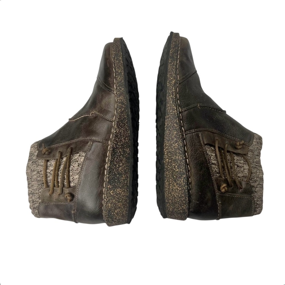 Aetrex Tessa Sweater Ankle Boot 10 Brown Nubuck Leather Booties Casual Cabincore - Picture 5 of 11